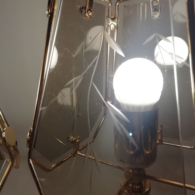 Pareja de lámparas de sobremesa vintage de cristal, 1990