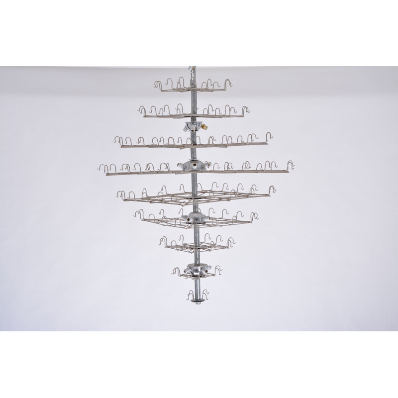 Vintage chandelier with white Murano glass discs in the style of Gino Vistosi Italian