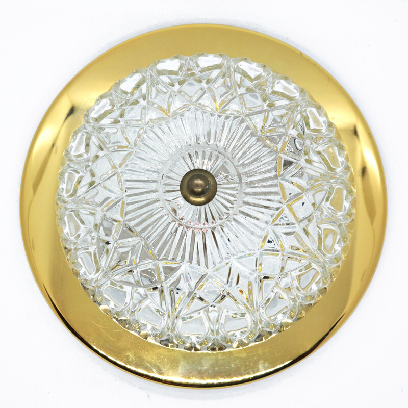 Vintage Crystal ceiling light Hollywood Regency Vitrika Denmark 1970s