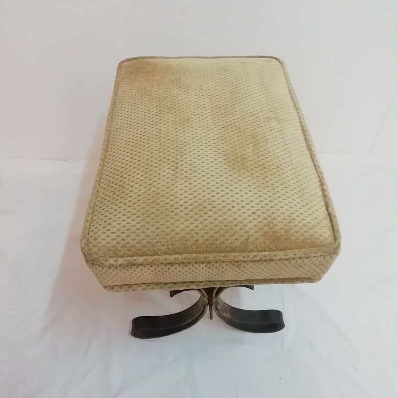 Vintage brutalist stool with gilded wrought iron structure France 1970