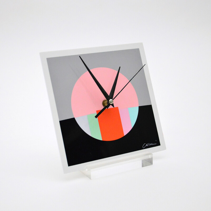 Vintage Silk Screened Plexiglas Clock By Eugenio Carmi 2016