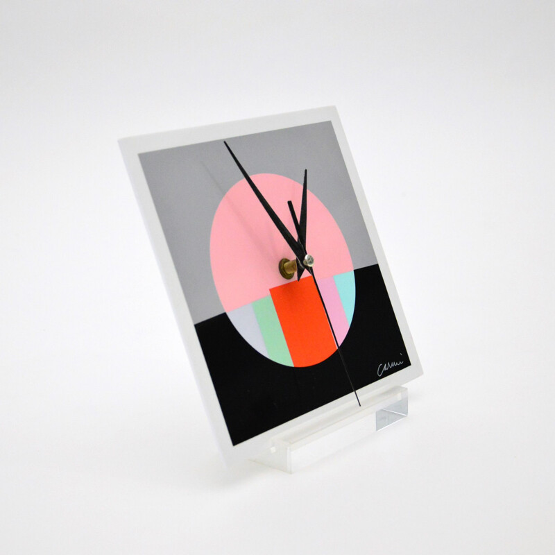 Horloge vintage en plexiglas sérigraphiée par Eugenio Carmi 2016