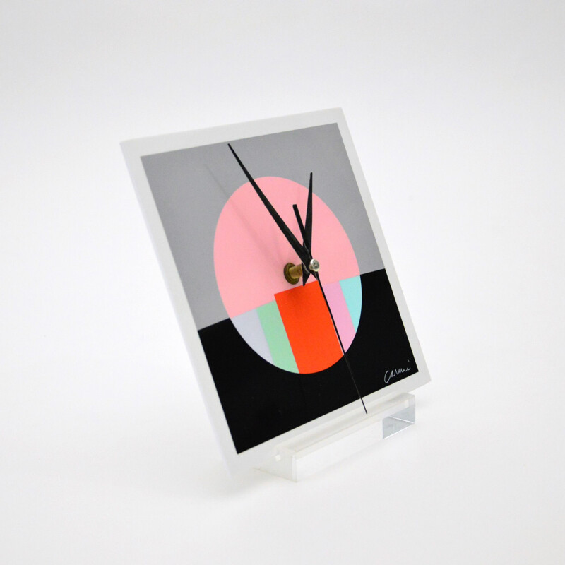 Vintage Silk Screened Plexiglas Clock By Eugenio Carmi 2016