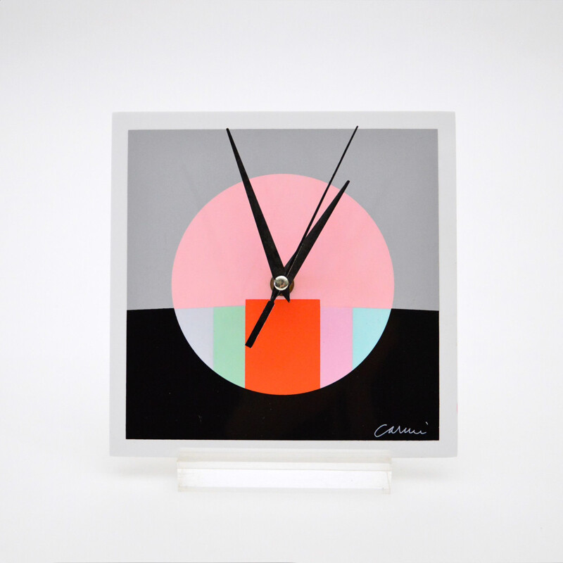 Vintage Silk Screened Plexiglas Clock By Eugenio Carmi 2016