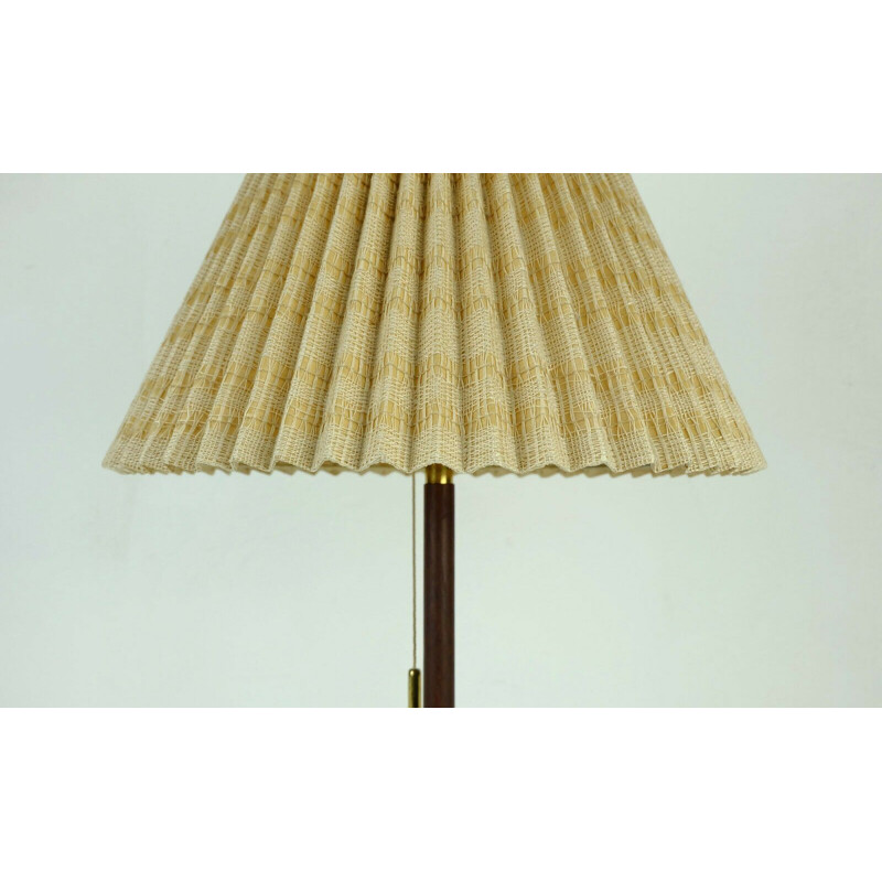 Mid century Table Lamp j. t. kalmar brass teak and fabric austrian 1950s