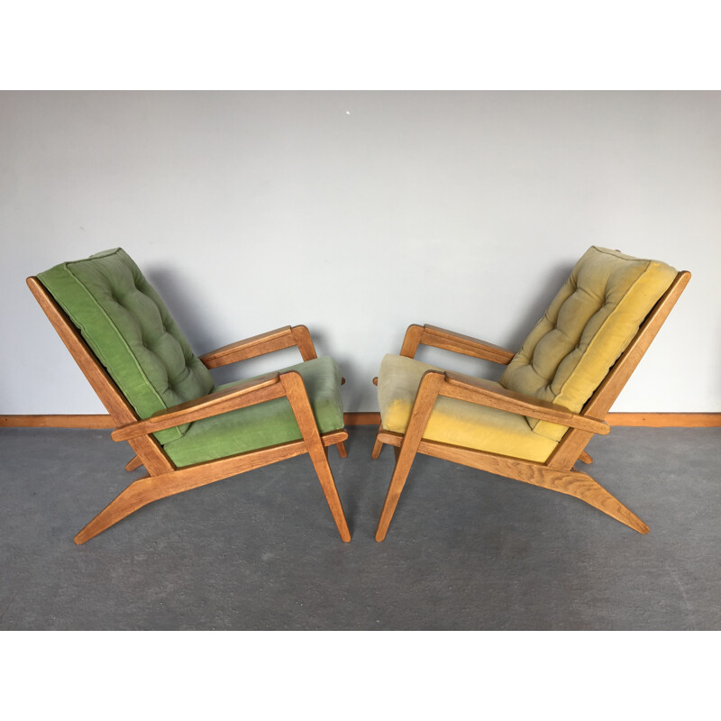 Pair of "FS 105" armchairs, Pierre GUARICHE - 1950s