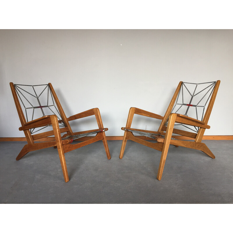 Pair of "FS 105" armchairs, Pierre GUARICHE - 1950s