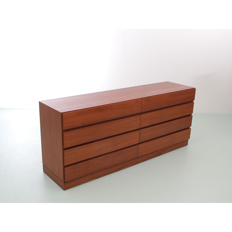 Vintage teak double chest of drawers by Arne Wahl Iversen Scandinavian