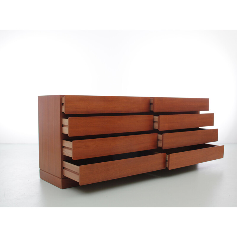 Vintage teak double chest of drawers by Arne Wahl Iversen Scandinavian