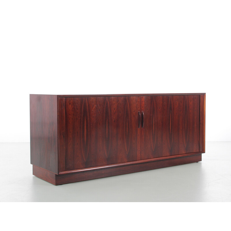 Scandinavian vintage sideboard with curtain doors in rosewood by Henning Kjaernulf