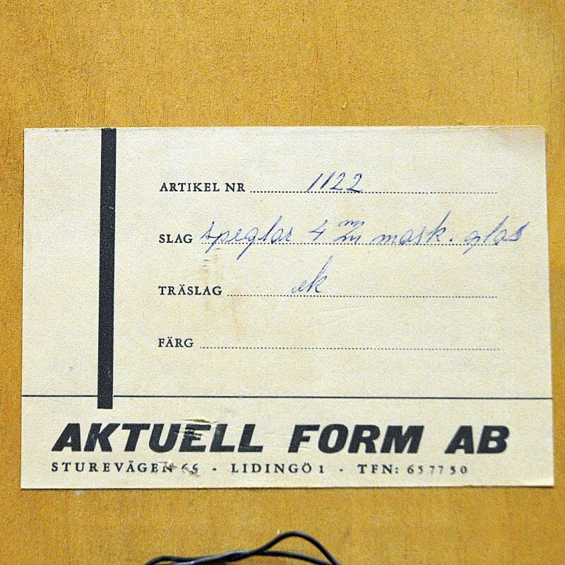 Vintage Oak Wallmirror by Aktuell Form AB Sweden 1960s