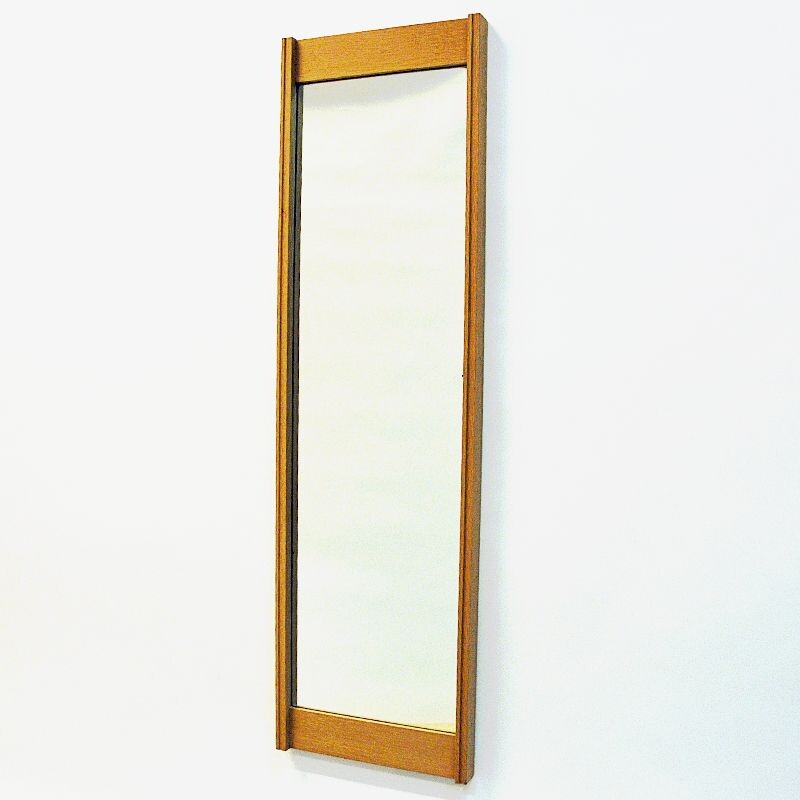 Vintage Oak Wallmirror by Aktuell Form AB Sweden 1960s