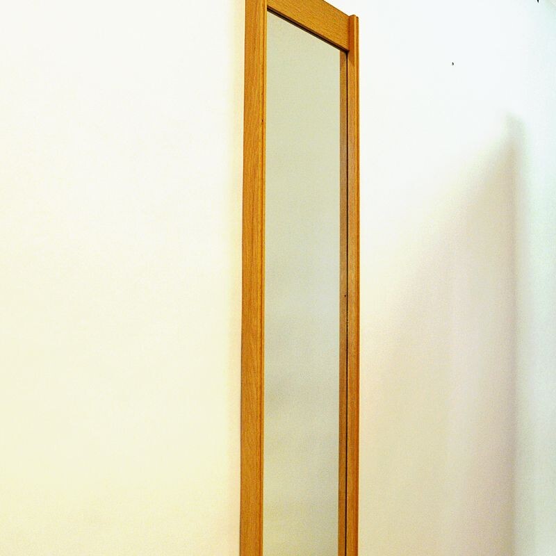 Vintage Oak Wallmirror by Aktuell Form AB Sweden 1960s