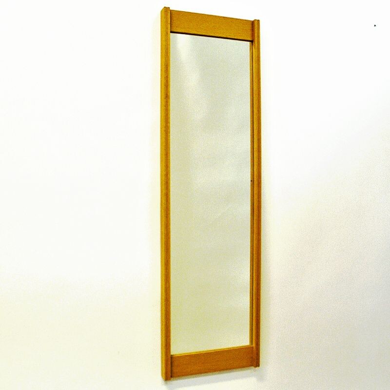 Vintage Oak Wallmirror by Aktuell Form AB Sweden 1960s