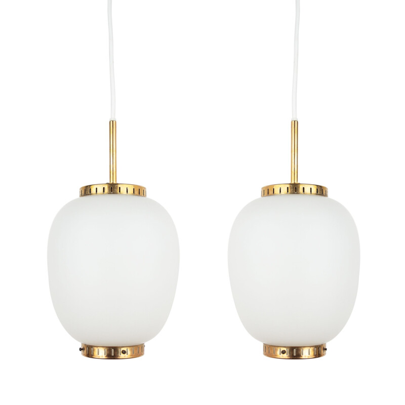 Pair of vintage pendant lamps China (Kina) by Bent Karlby, Lyfa Danish 1946