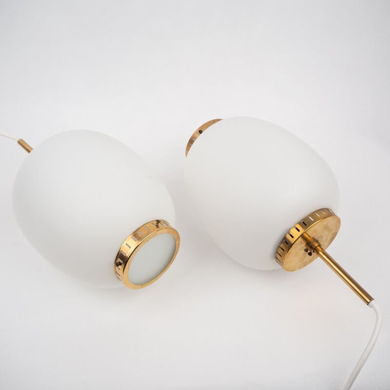 Pair of vintage pendant lamps China (Kina) by Bent Karlby, Lyfa Danish 1946