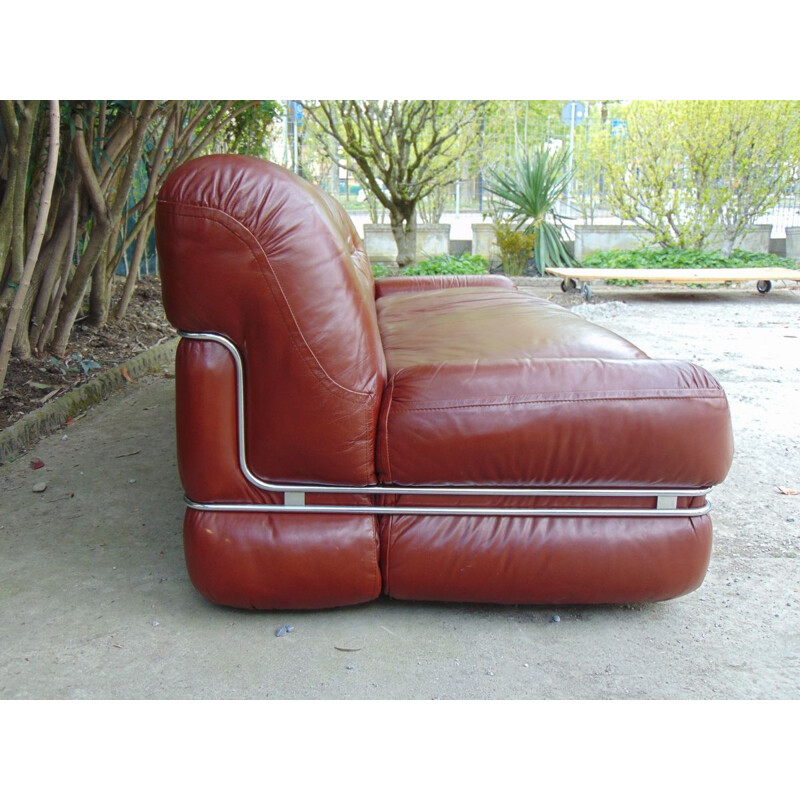 Vintage sofa in eco leather with chromed structure 1970s