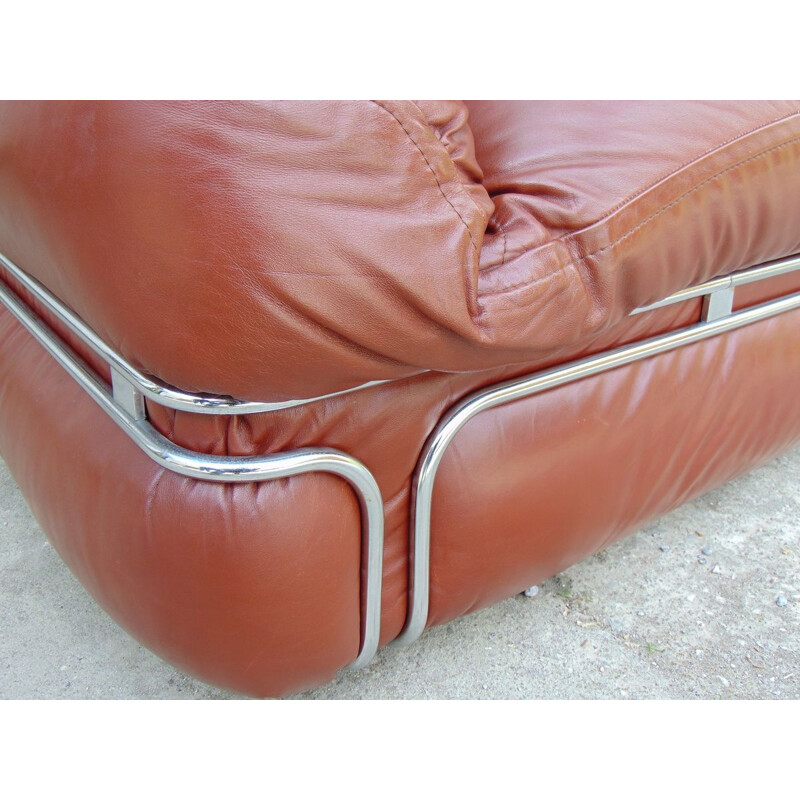 Vintage sofa in eco leather with chromed structure 1970s