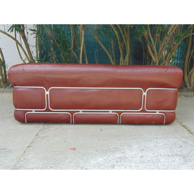 Vintage sofa in eco leather with chromed structure 1970s