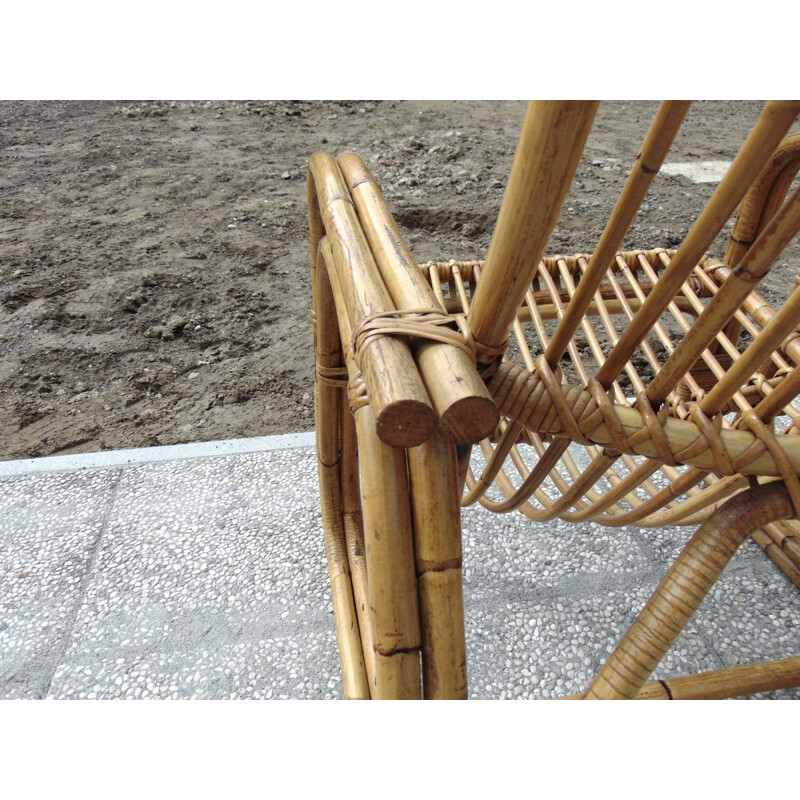 Set of 4 vintage bamboo armchairs 1970s