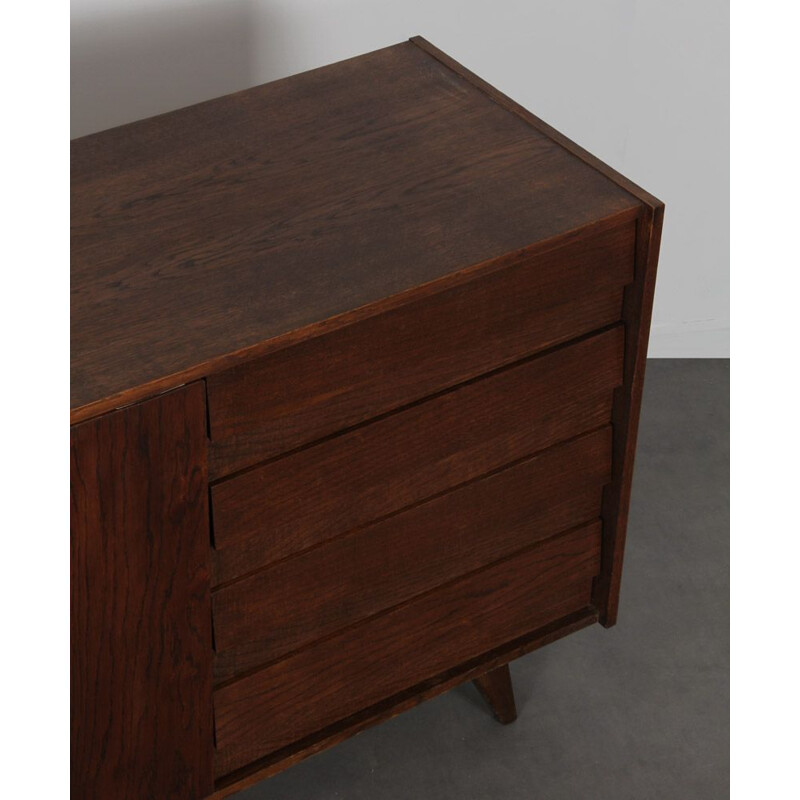 Large vintage U-460 chest of drawers in dark oak by Jiri Jiroutek 1960s