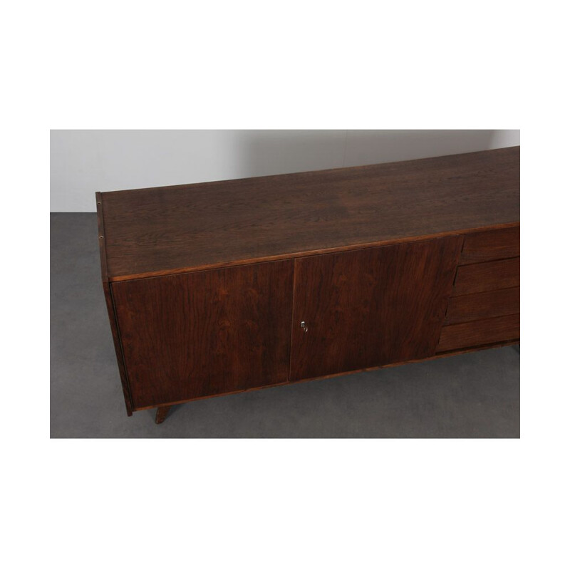 Large vintage U-460 chest of drawers in dark oak by Jiri Jiroutek 1960s