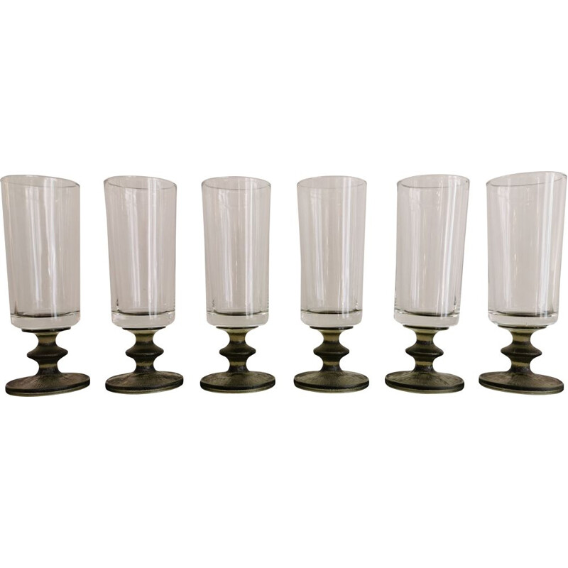 Set of 6 Vintage champagne flutes 1970