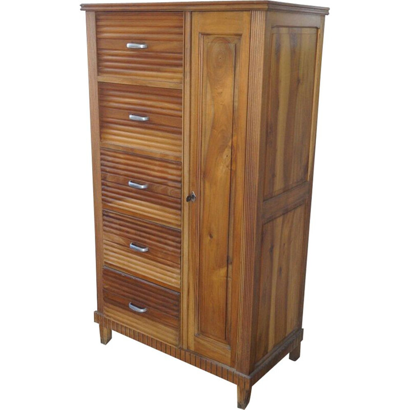 Vintage art-deco chest of drawers in solid wood 1930