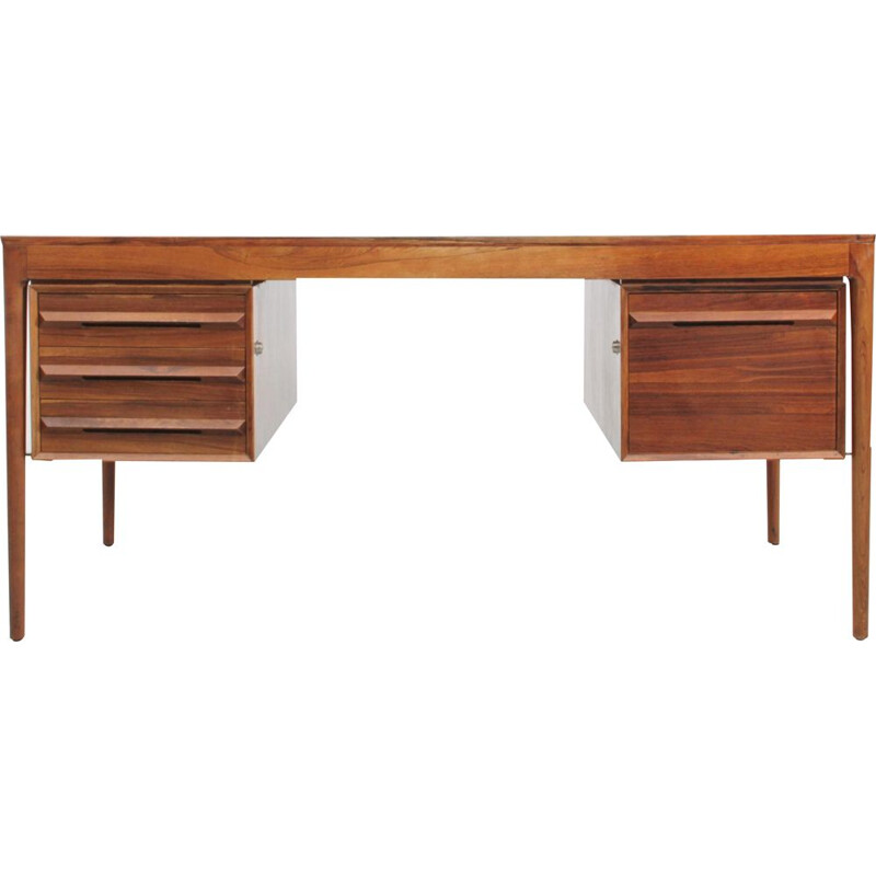 Vintage desk with 2 pedestals in Rio rosewood Scandinavian 