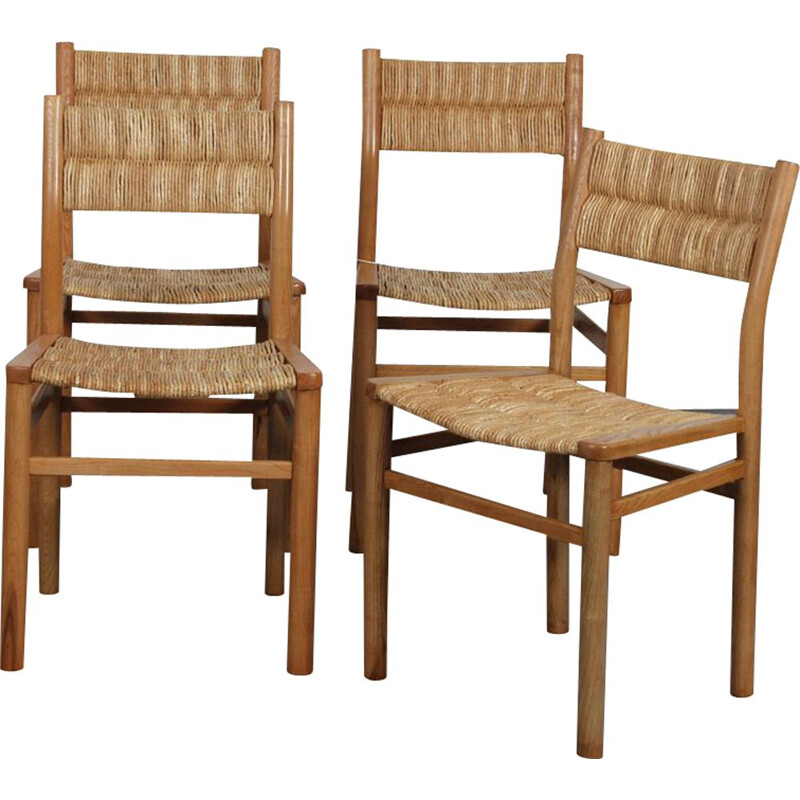 Suite of 4 vintage chairs by Pierre Gautier-Delaye, Week-End model, 1950