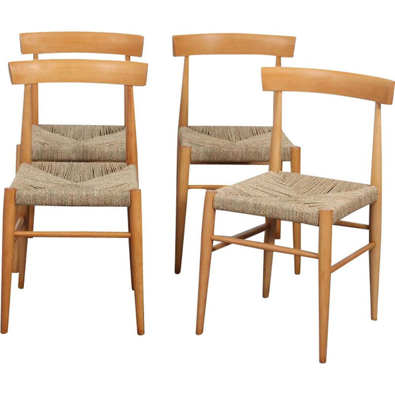 Suite de 4 chaises vintage en bois éditées par Uluv, 1960