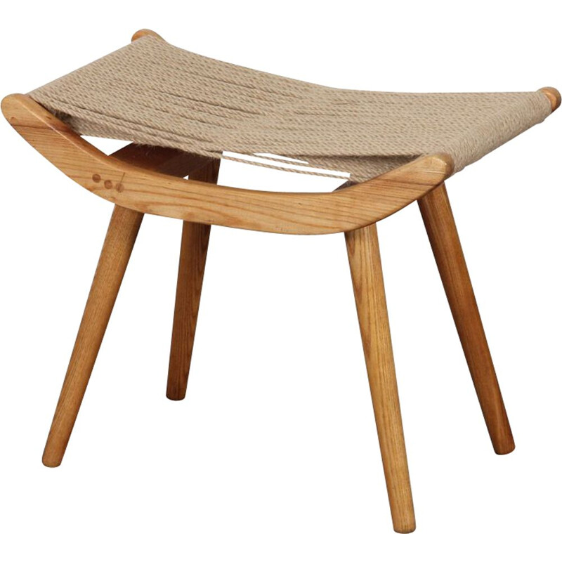 Vintage wood and rope stool, Uluv, Czech Republic, 1960