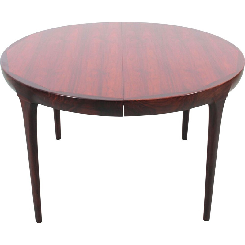 Vintage dining table Round  with 2 extensions in Scandinavian rosewood from Rio