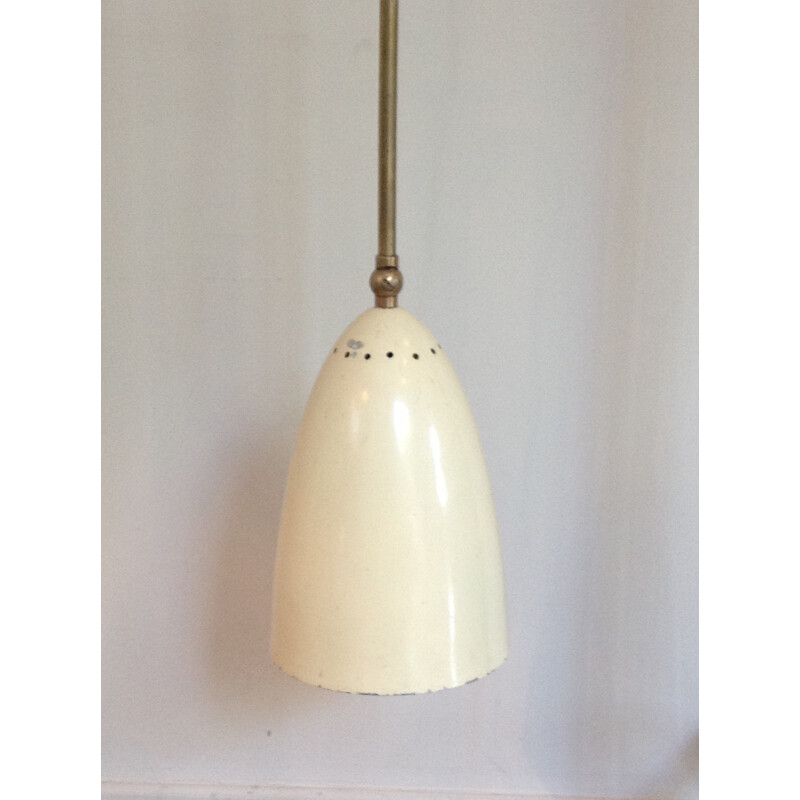 Lampada a sospensione vintage in metallo e ottone, 1960