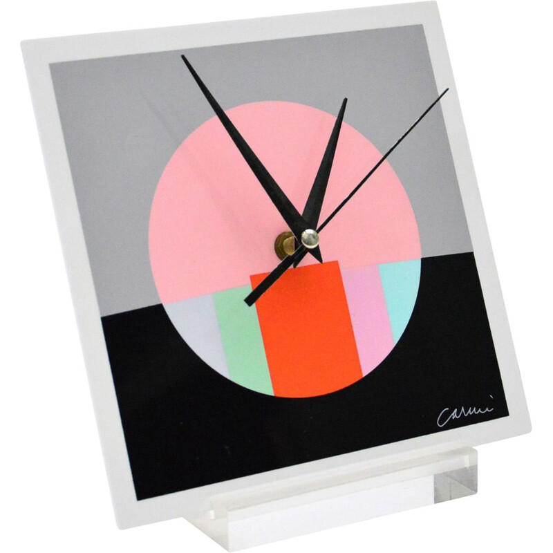 Horloge vintage en plexiglas sérigraphiée par Eugenio Carmi 2016