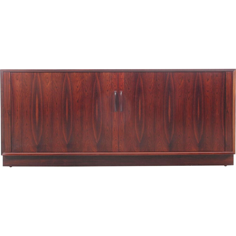 Scandinavian vintage sideboard with curtain doors in rosewood by Henning Kjaernulf