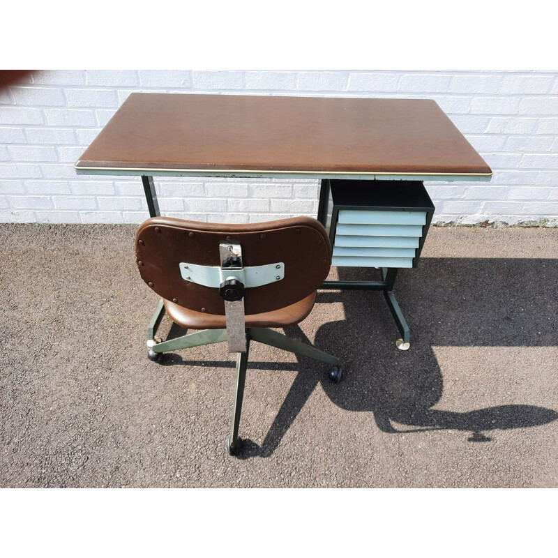 Vintage desk and chair set, Italian 1950s