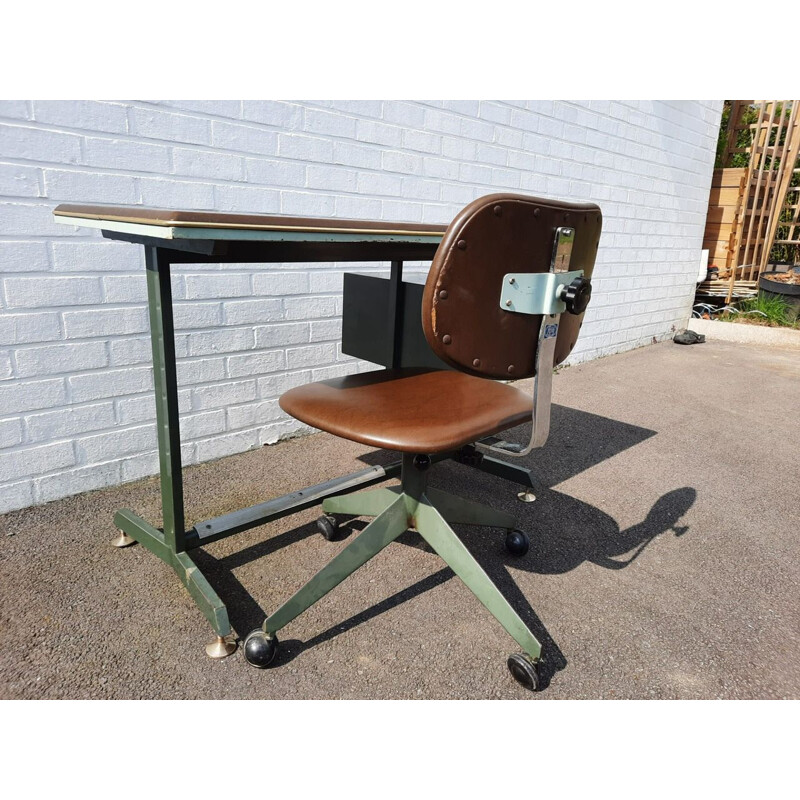 Vintage desk and chair set, Italian 1950s