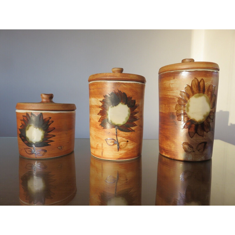 Lot de 3 pots vintage poterie de la colombe Vallauris 1960