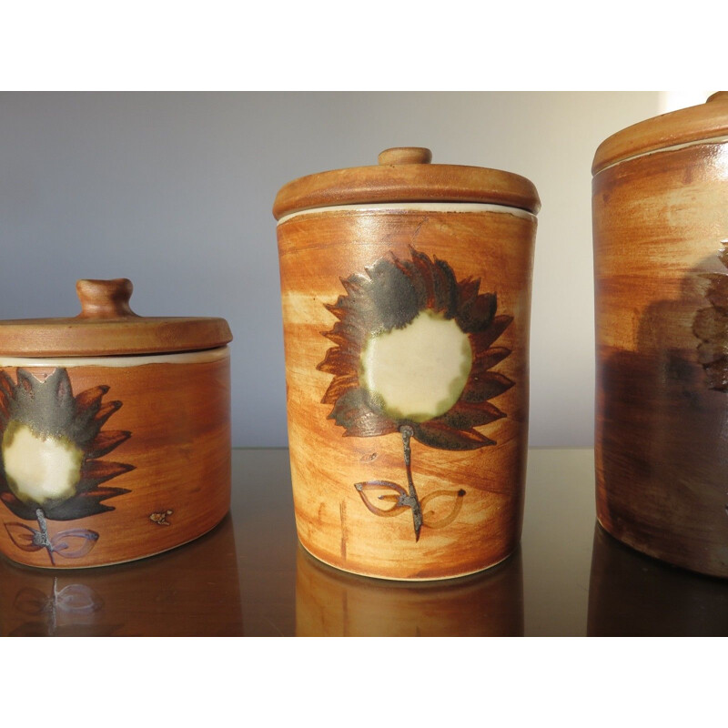 Set di 3 vasi in ceramica vintage della colomba Vallauris 1960