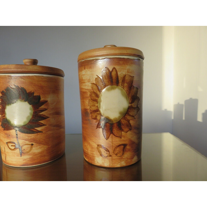 Conjunto de 3 vasos de olaria vintage da pomba Vallauris 1960
