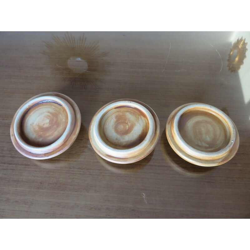 Set van 3 vintage aardewerk potten van de duif Vallauris 1960
