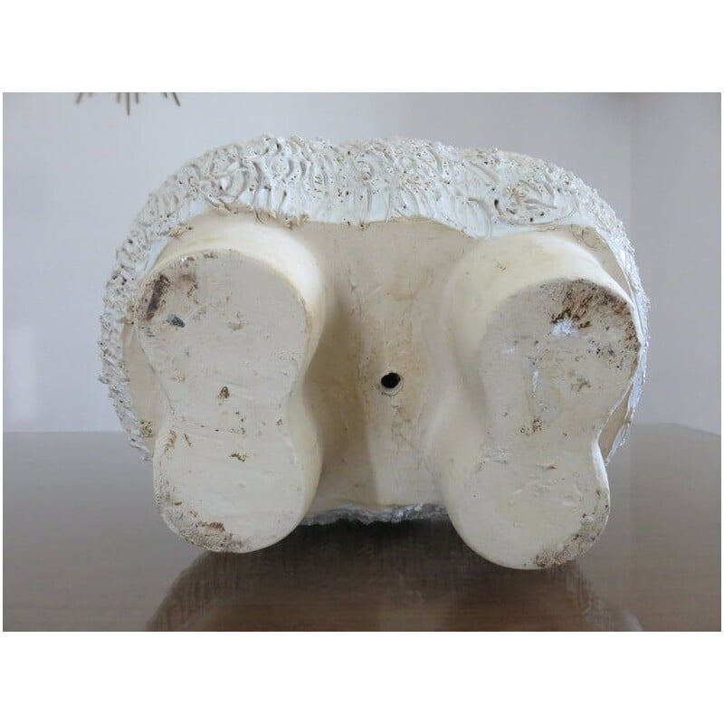 Large vintage white ceramic sheep sculpture 1970