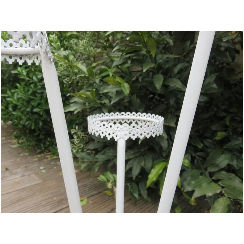 Vintage tripod plant stand in perforated metal 1950