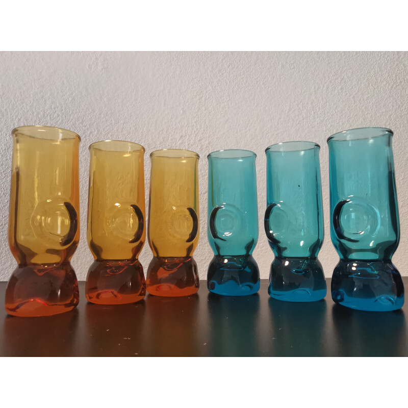 Vintage set of 6 chupitos or liqueur glasses 1970