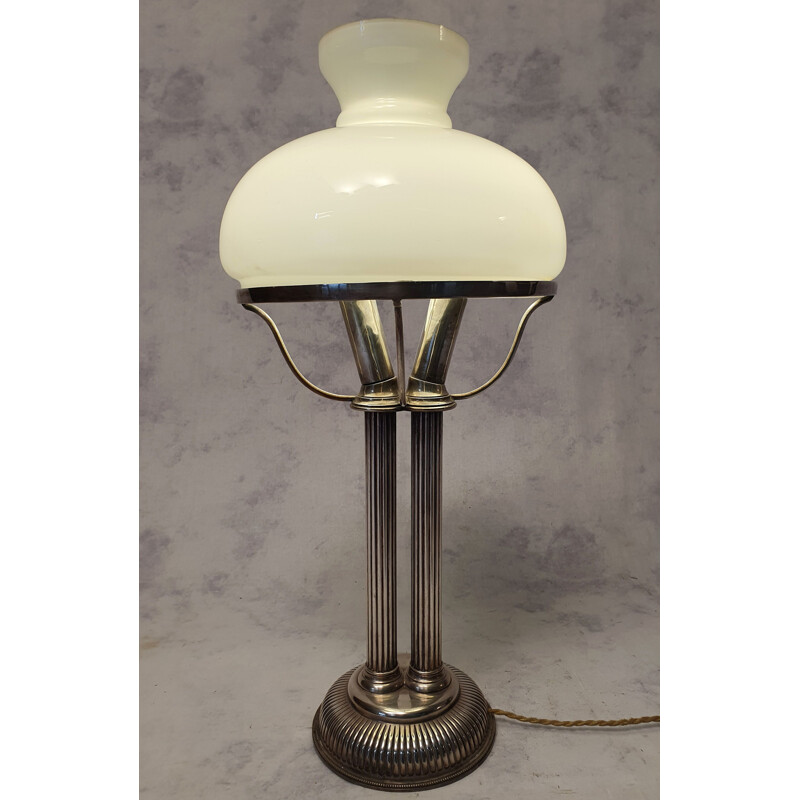 Vintage white opaline lamp, Art Deco, Corinth, Greece 1930