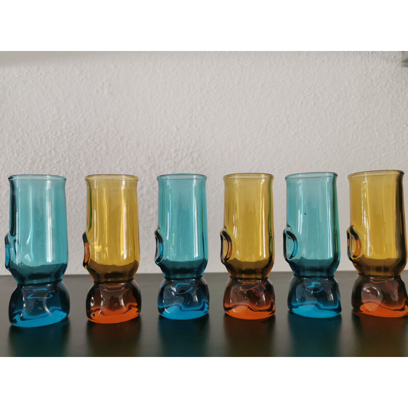 Vintage set of 6 chupitos or liqueur glasses 1970