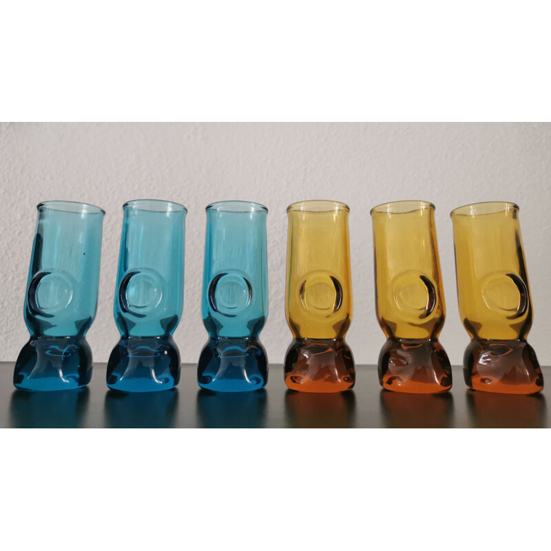Vintage set of 6 chupitos or liqueur glasses 1970