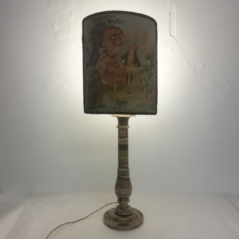Vintage onyx table lamp, France 1950