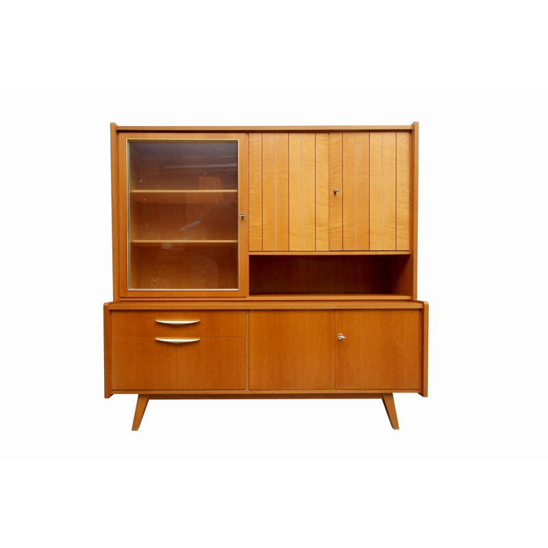 Vintage ash wood highboard 1950